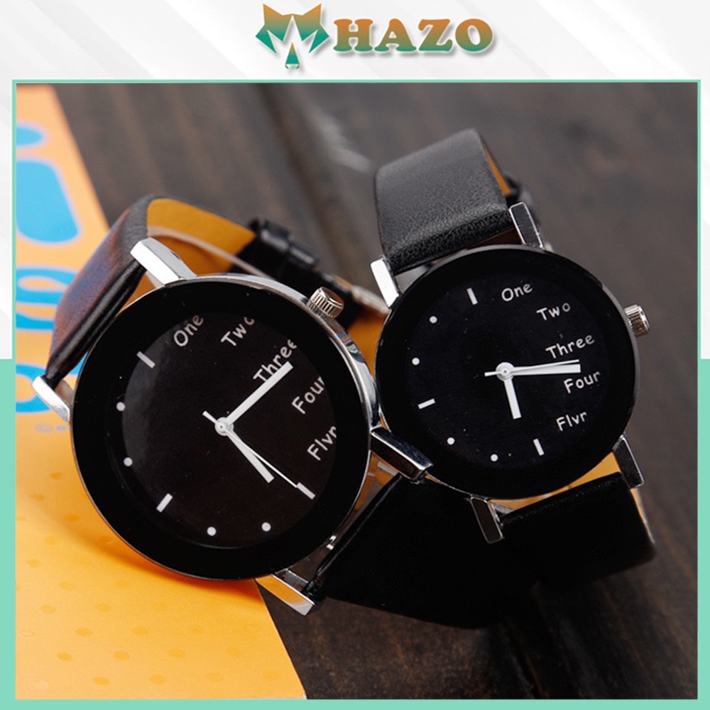 Đồng Hồ Cặp Đôi Nam Nữ Hazo Dây Da Mặt Tròn Thời Trang Cực Đẹp - Hazo