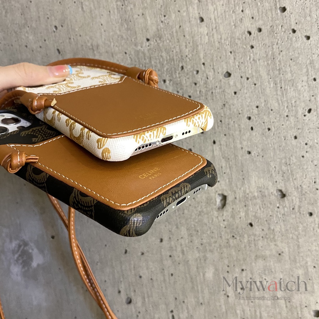 Ốp Điện Thoại Da Kèm Ngăn Đựng Thẻ Và Dây Đeo Chống Rơi Cho iphone 13 Pro Max 12 11 Pro Max