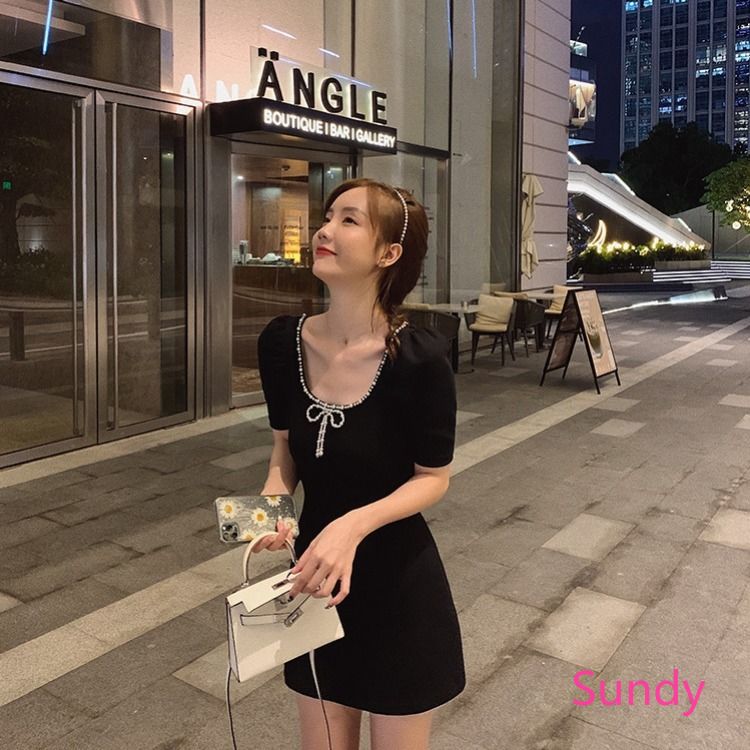 Đầm Đen Dự Tiệc Phối Nơ Phong Cách Retro Thanh Lịch | BigBuy360 - bigbuy360.vn