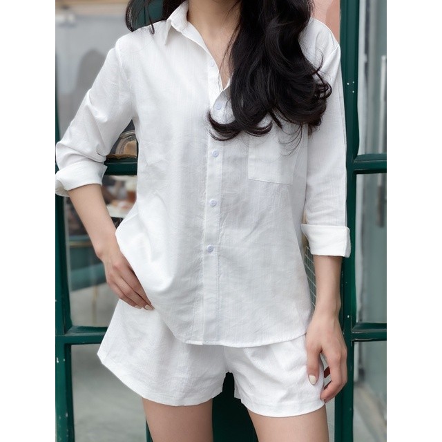 Áo Sơ Mi Nữ Form Rộng Đũi Hàn Kiểu Màu Trắng, Be Đẹp Dài Tay Phong Cách Ulzzang Vintage Hàn Quốc Cao Cấp Trơn
