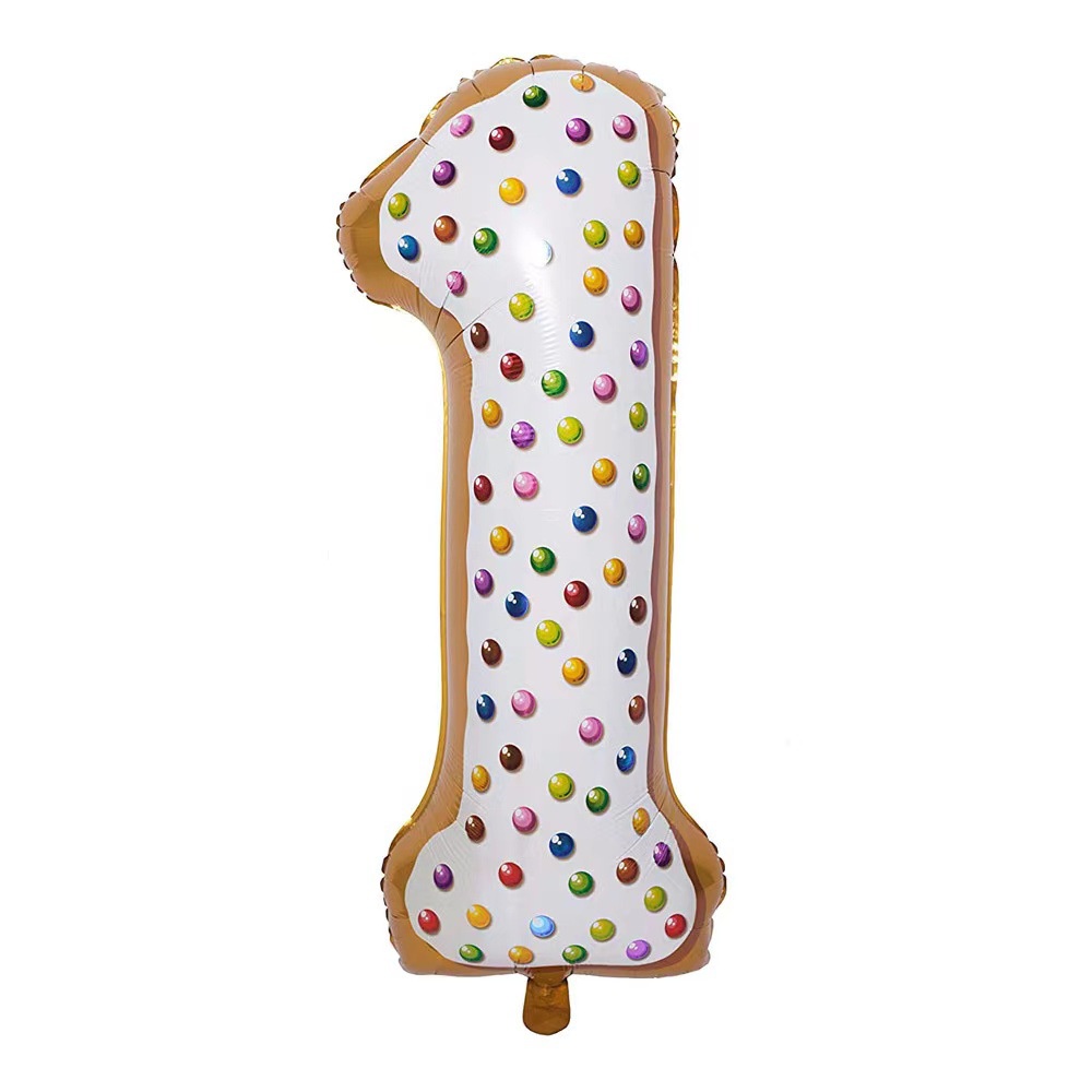 Bóng số sinh nhật họa tiết bánh donut, bóng số sinh nhật họa tiết đủ màu size to đẹp cao 80cm