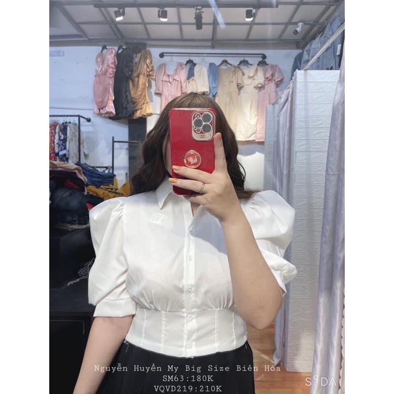 ÁO SƠ MI BIGSIZE DẠNG CROPTOP NGANG RỐN 60-90kg (có size)