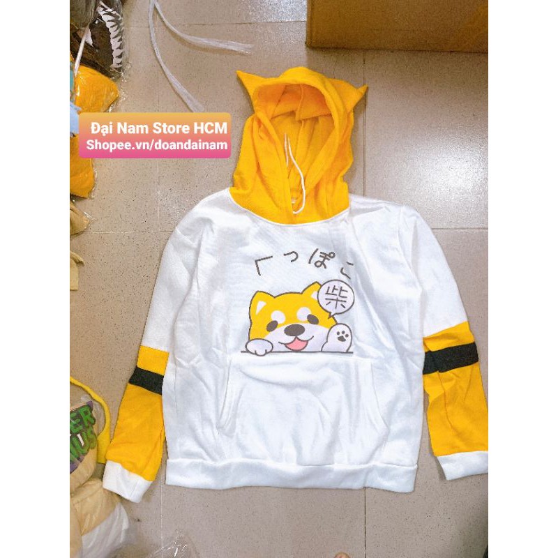 Áo hoodie cún Shiba Unisex freesize 58kg in nổi kèm ảnh thật