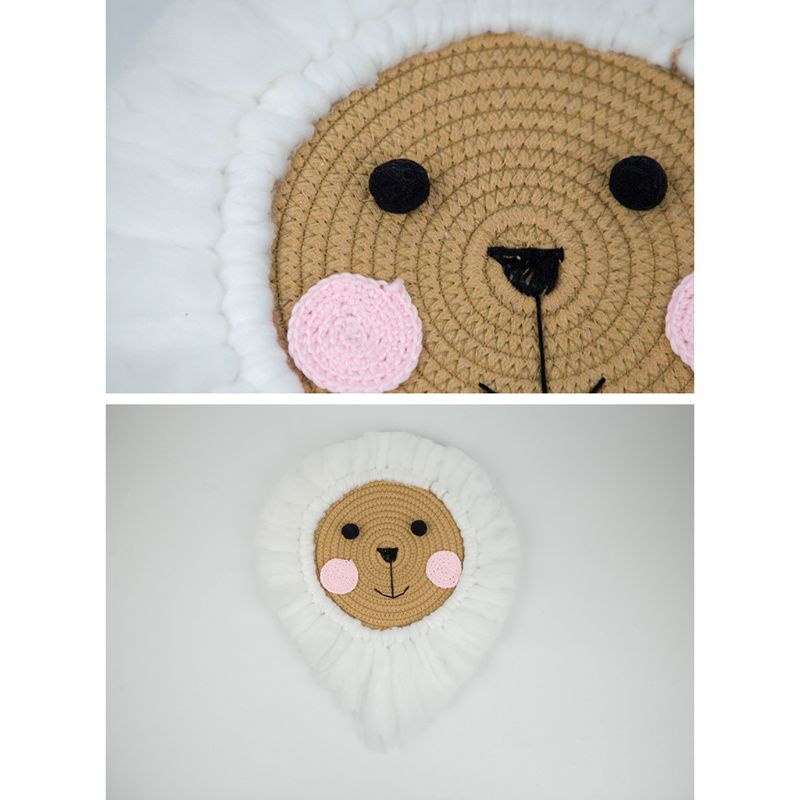 Phụ Kiện Treo Trang Trí Bằng Vải Cotton Đan Thủ Công Hình Đầu Sư Tử / Cừu Cho Phòng Trẻ Em