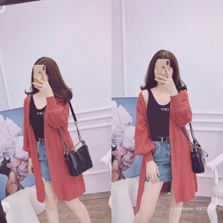 Áo khoác len lông thỏ dáng dài