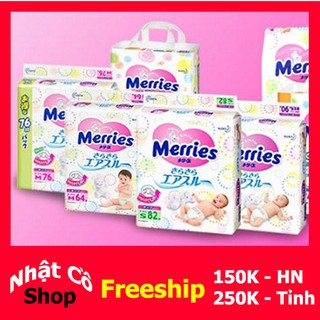 Bỉm Merries nội địa Nhật cộng miếng quần/dán NB96/S88/M68/L50/XL44/XXL28