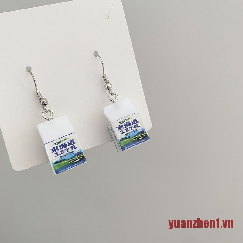 Bông Tai Hình Bình Sữa Bằng Nhựa Dễ Thương