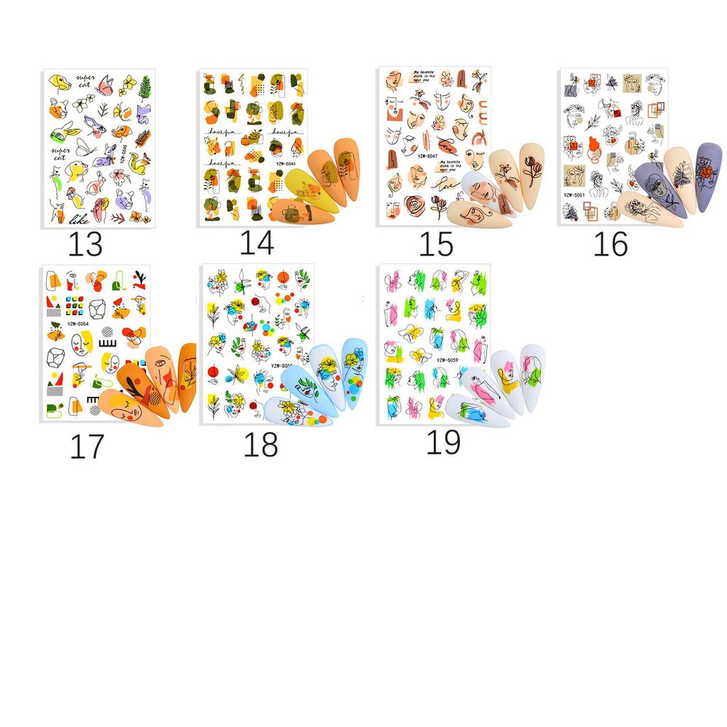 1 Tấm Nhãn Dán Trang Trí Móng Tay Họa Tiết Hình Học Thời Trang DIY Dành Cho Nữ