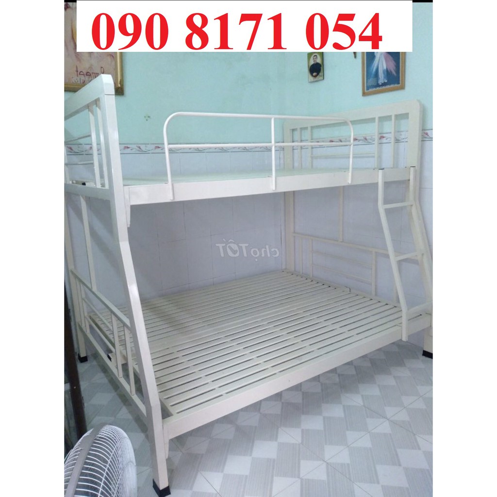 giường tầng trên 1m4 dưới 1m6 dài 2m sắt dày dặn, bảo hành 2 năm