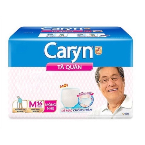 Tã Bỉm Quần Người Lớn Caryn Mỏng Nhẹ Chống Tràn Size M16/L14/L28/XL12/XL24 Dành Cho Người Già Có Thể Tự Đi Lại Được