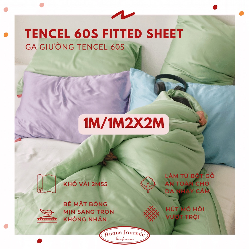 (TENCEL 60S) GA GIƯỜNG 1M/1M2X2M lụa Tencel 60s cao cấp phù hợp cho da nhạy cảm (NHIỀU MÀU)