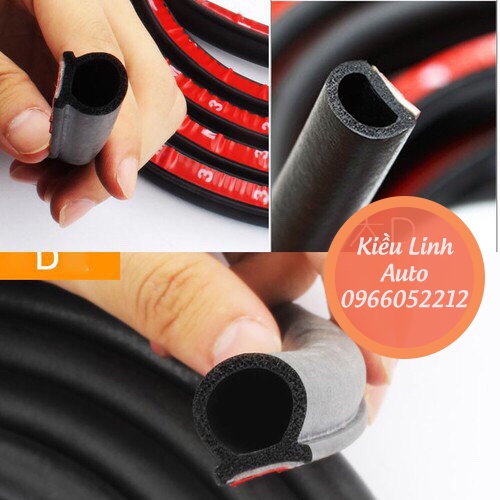 10 Mét Gioăng Cao Su Chữ D Chống Ồn Ô Tô 10x10mm (Tặng keo 3M) - Nẹp viền cửa xe, cốp xe ô tô chống ồn, chống bụi bẩn