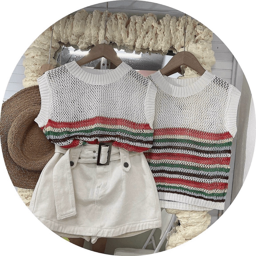 (Free ship) Áo Len Sọc Ngang Lưới Cầu Vồng Siêu Dễ Thương UP VLTN Shop