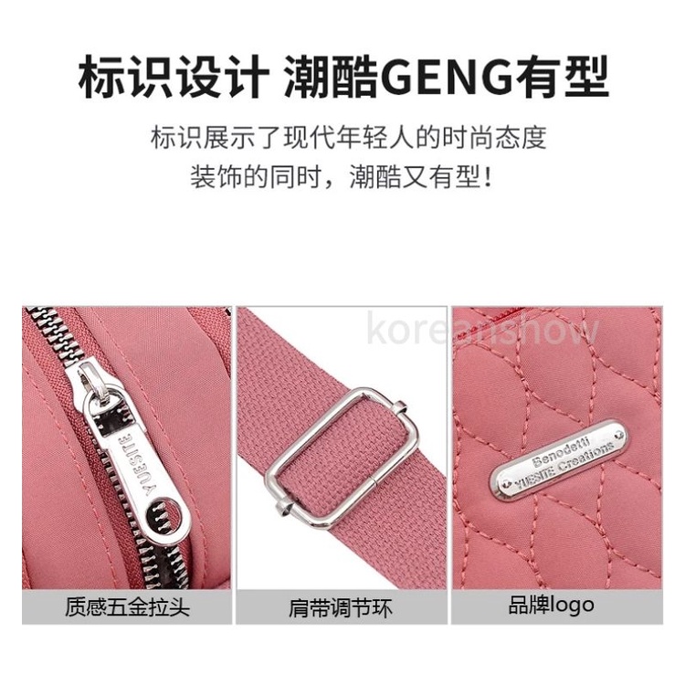 Túi xách nữ Túi đeo chéo vai màu đen/hồng chống nước phong cách Hàn Quốc cho nữ-77