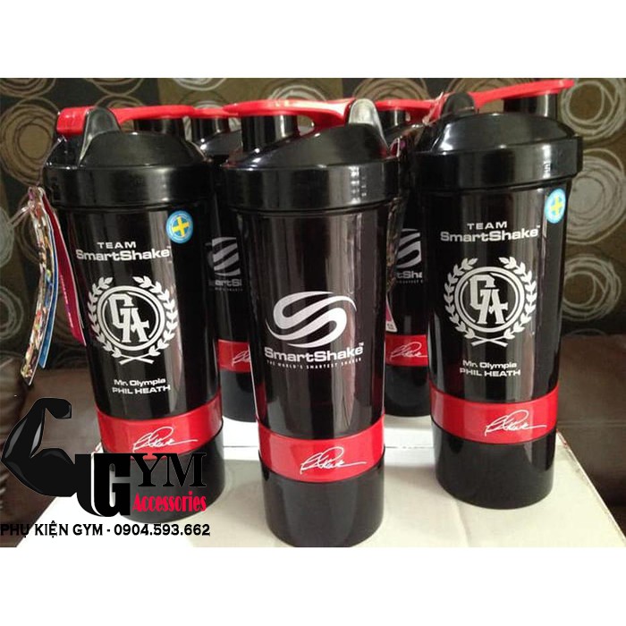 Bình lắc 3 ngăn thể thao Smart Shake Shaker Cup Signature Series Ronnie Coleman, Jay Cutler, Phil Heath