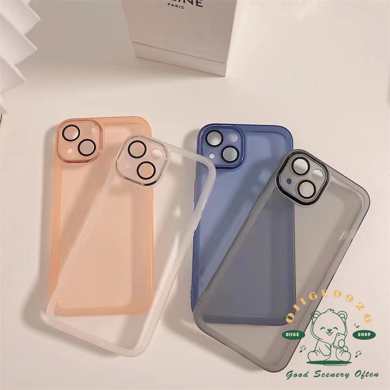Ốp Điện Thoại TPU Mềm Có Vòng Kim Loại Màu Trơn Bảo Vệ lens Cho Iphone 13 12 11 Pro Max Xs Max Xr 8 7Plus Màu Sắc