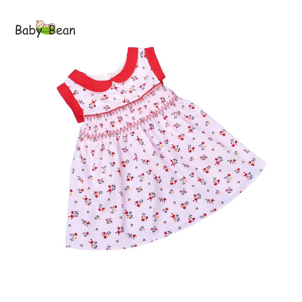 [MÃ THƯƠNG HIỆU YÊU THÍCH Voucher giảm 10%] Đầm Đũi thêu Smock Cổ Sen bé gái BabyBean