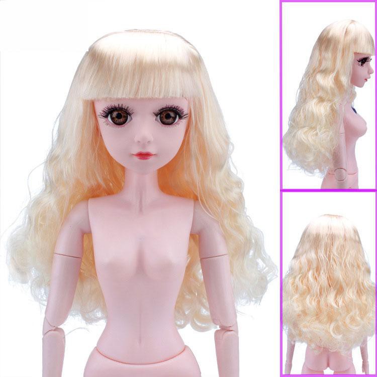 Búp Bê Trơn 3D BJD 18 Khớp Cao 60cm Kèm Giày- Tóc Vàng Bạch Kim Mã 08