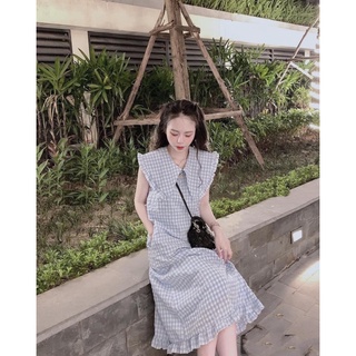 Váy xuông kẻ cổ lá
