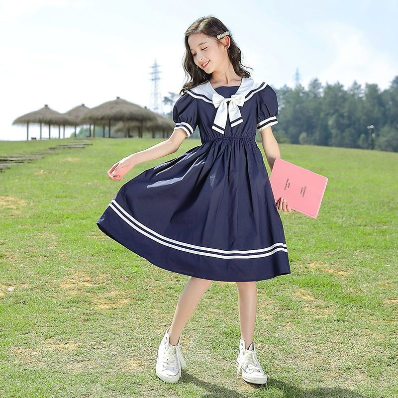 Bộ Đồng Phục Thủy Thủ Xếp Ly Cỡ Lớn / Vừa Phong Cách Hàn Quốc Thời Trang Mùa Hè Xinh Xắn Cho Bé Gái