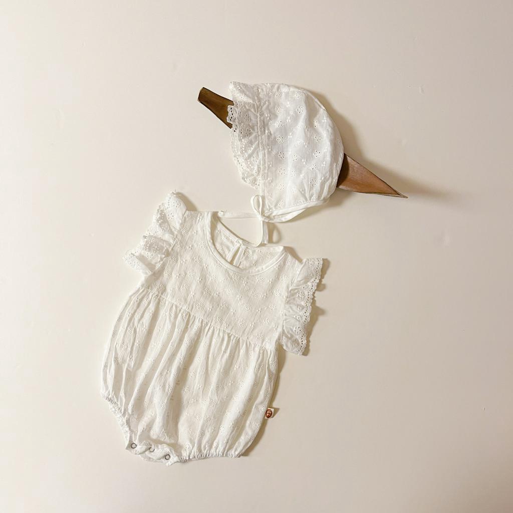 Áo liền quần + nón thời trang cho bé mới sinh