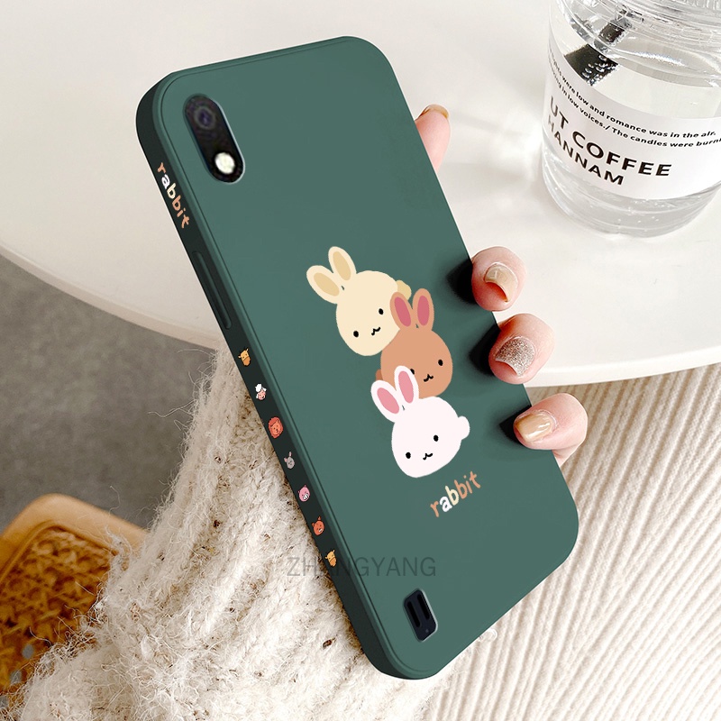 ốp lưng Samsung a10 Ốp Điện Thoại TPU Silicone Hình Ba Chú Thỏ Đáng Yêu Kèm Dây Đeo Cho Samsung a10