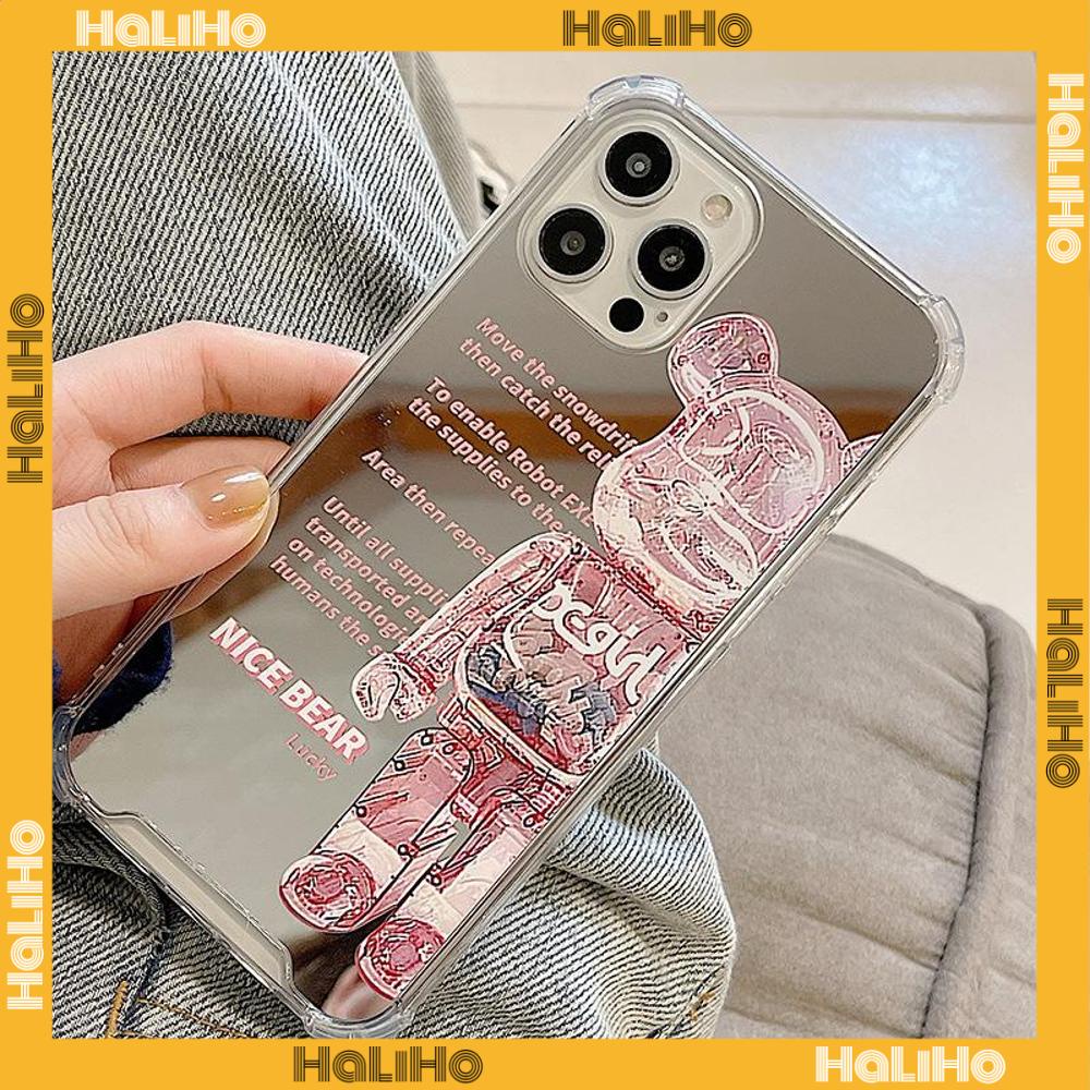 iPhone Case Acrylic HD Mirror Laser Airbag Shockproof Protection Camera Cute Cartoon Bear Compatible For iPhone 11 iPhone 13 Pro Max iPhone 12 Pro Max iPhone 7 Plus iPhone xr