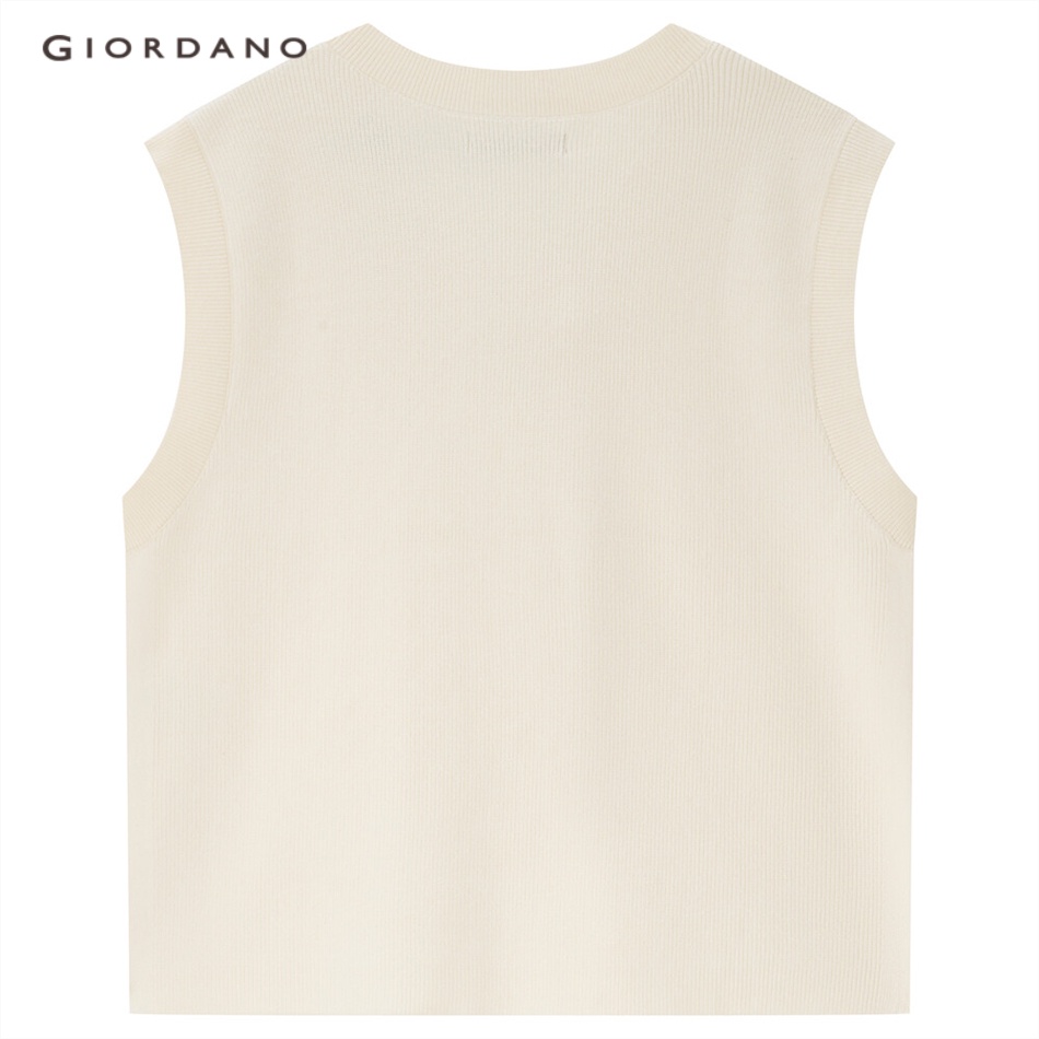 Áo len chui đầu GIORDANO 05352856 kích thước lớn cổ chữ V phối vest dành cho nữ