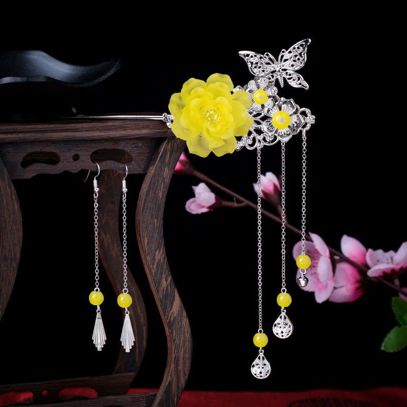 Trâm cài tóc cổ trang thủ công Hoa mẫu đơn