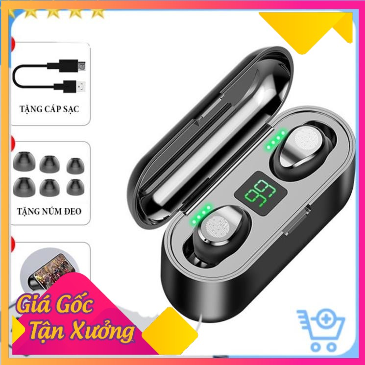 Tai Nghe Bluetooth True Wireless Amoi F9 Pro,Kiêm Sạc Dự Phòng Đồng Hồ Hiện Thị % Pin, Bảo Hành 6 Tháng - BX