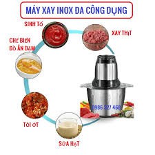 Máy Xay Thịt Đa Năng Cối 2L Inox 304,4 Lưỡi Dao Thép