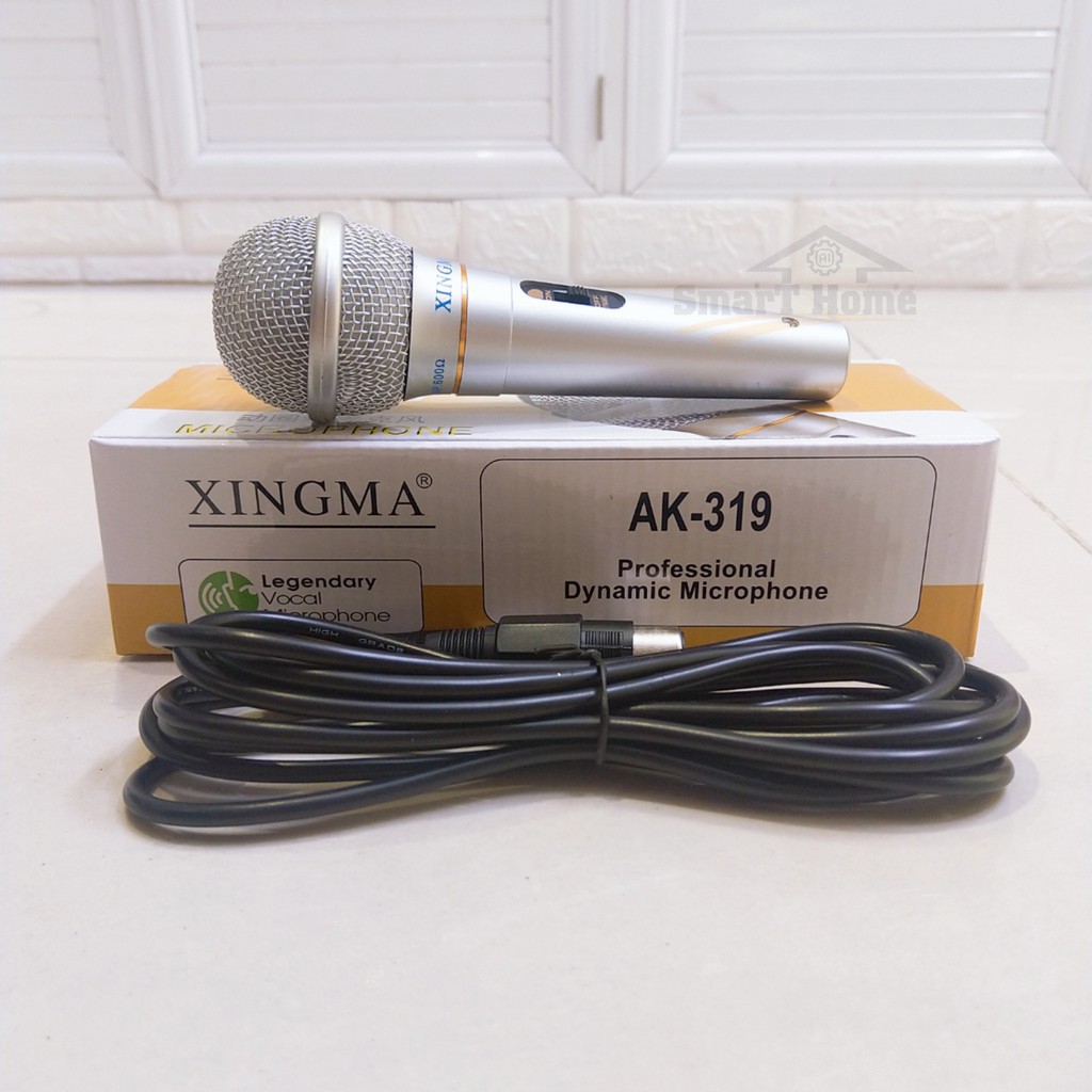 Micro Karaoke Có Dây , Micro Hát Karaoke XINGMA AK-319 Chống Hú Cao Cấp , Dây Dài 3M , Đầu Mic Có Màng Lọc Tạp Âm