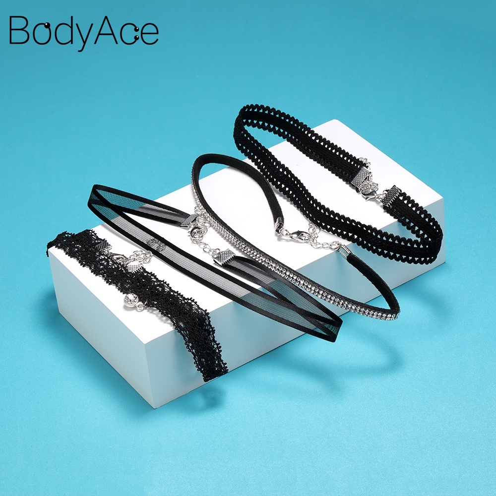 Set 4 Vòng Choker Ren Hoa Phong Cách Gothic Quyến Rũ Cho Nữ