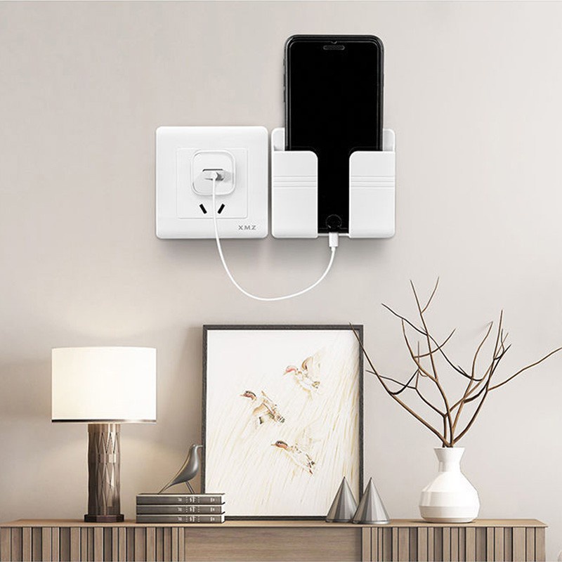 SG - Kệ dán tường để sạc điện thoại, điều khiển thông minh giá treo đở remote đồ dùng đa năng