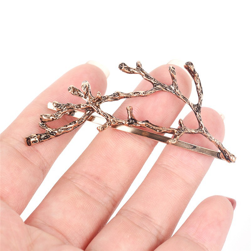 ❤ Kẹp Tóc Kim Loại Xi Vàng / Bạc Hình Cành Cây