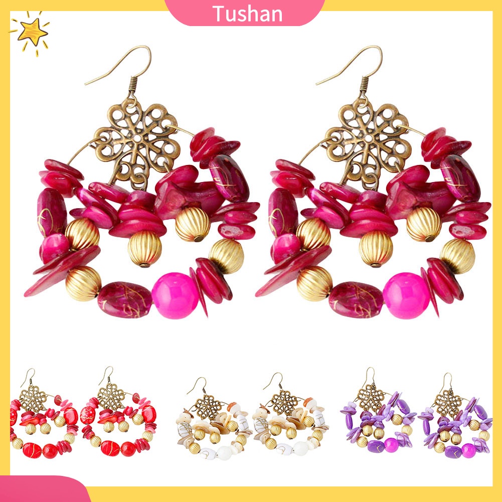 Bông tai dài nhiều màu sắc phong cách Bohemian