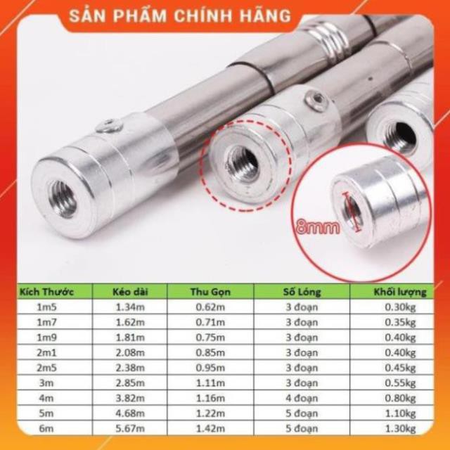 SALE GIẢM GIÁ [Tặng 1 Túi Bổi + Móc] Sào Bẫy Chim, Sào Rút Inox Đa Năng PHƠI QUẦN ÁO- TREO LỒNG CHIM Dài 1m5 3m 5m 6m 7m