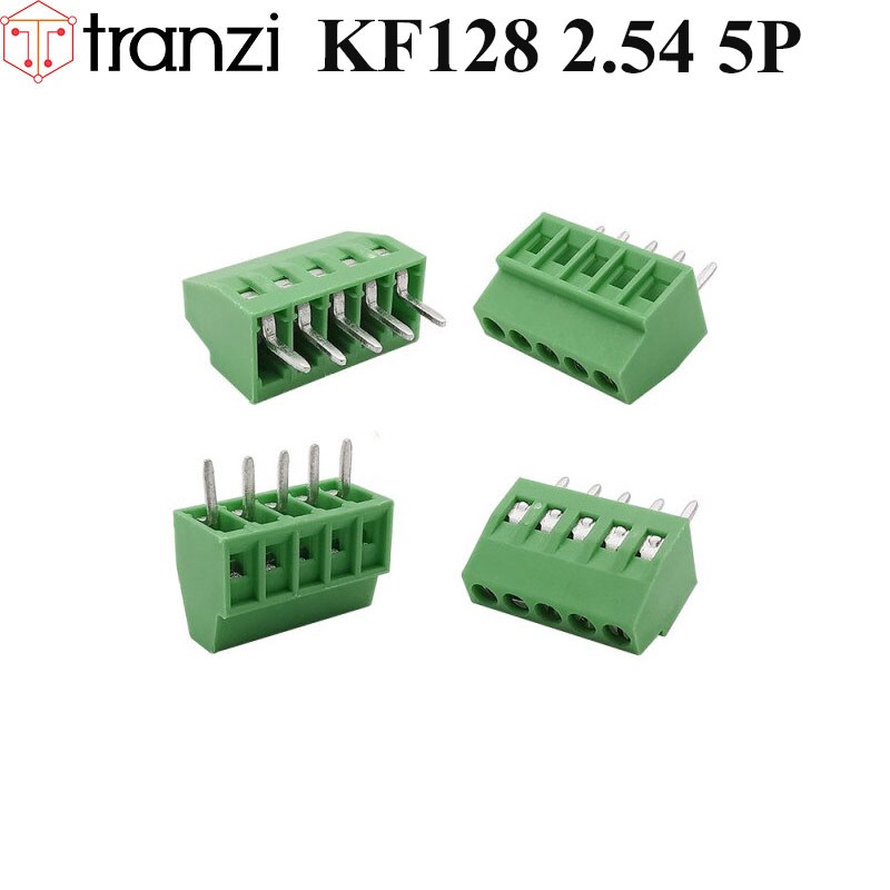 Cầu đấu 2.54mm KF128 2.54 5P chân cắm thẳng xanh - túi 1 cái