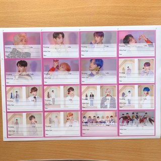 Nhãn vở BTS mẫu mới ( 16 nhãn có keo dán sẵn )