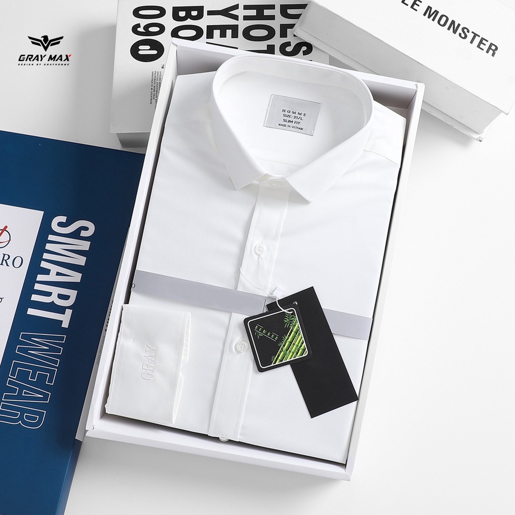 Áo sơ mi nam dài tay chất đẹp, vải bambo nano cao cấp công sở lịch lãm , kháng khuẩn, chống nhăn, khử mùi - Grayhomme