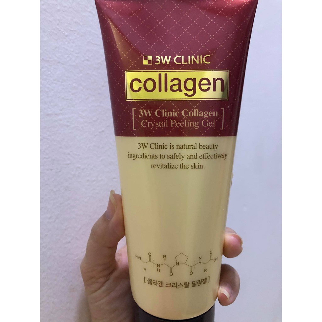 Gel tẩy tế bào chết cho da mặt thông thoáng lỗ chân lông ,sạch mụn 3w Clinic Collagen Crystal Pelling Gel 180ml