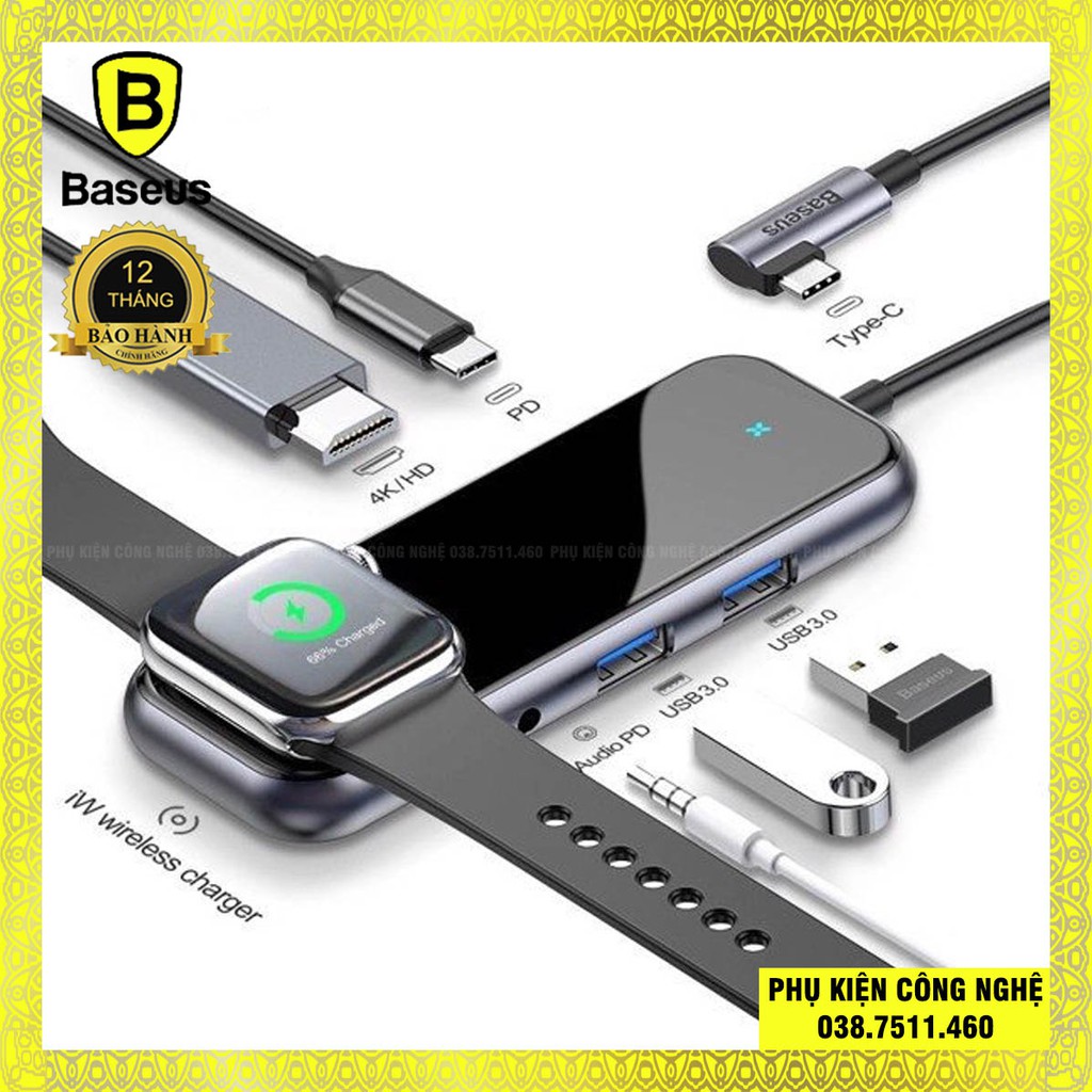 Hub chuyển đa năng  Baseus Superlative Multifunctional 6 in 1 dùng cho Macbook
