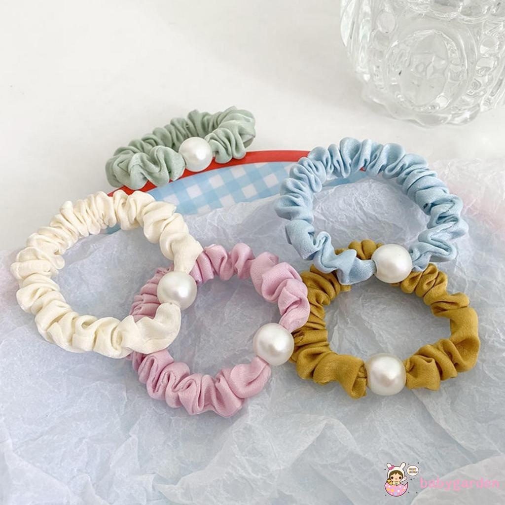 Dây buộc tóc đính ngọc trai màu sắc thời trang cho nữ