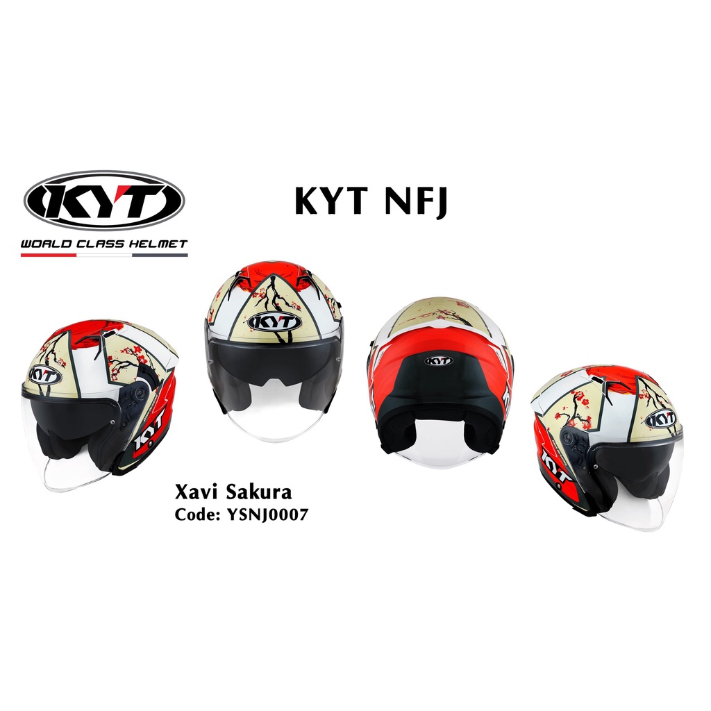 Mũ bảo hiểm 3/4 cao cấp 2 kính KYT NFJ tem Xavi Sakura siêu đẹp