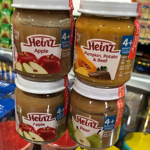 Dinh dưỡng đóng lọ Bí đỏ Nghiền, Lê Nghiền,Táo ghiền Heinz 110g