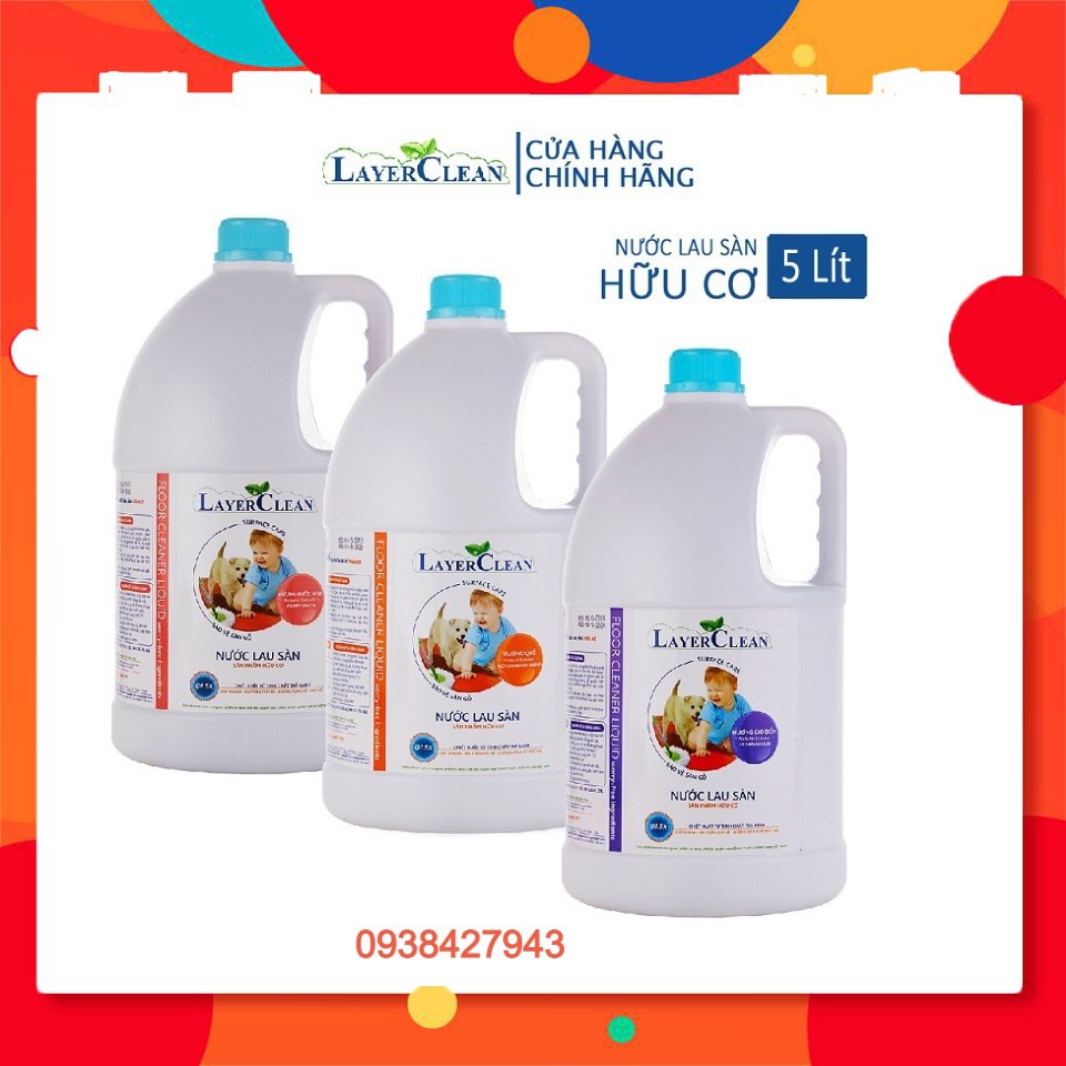 Nước lau sàn hữu cơ Layer Clean - can 5L siêu tiết kiệm