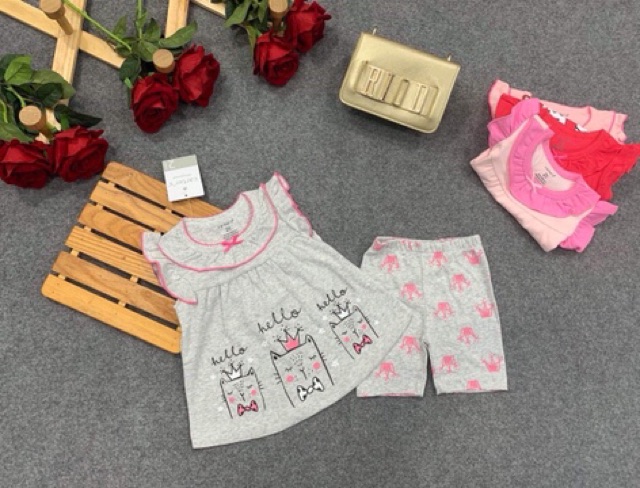 Bộ sát nách bánh bèo bozip/borip bé gái 8-21 kg