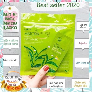 Mặt Nạ Ngủ, Bịch 15 Miếng Mặt Nạ Trà Xanh Matcha Mud Mask Laikou
