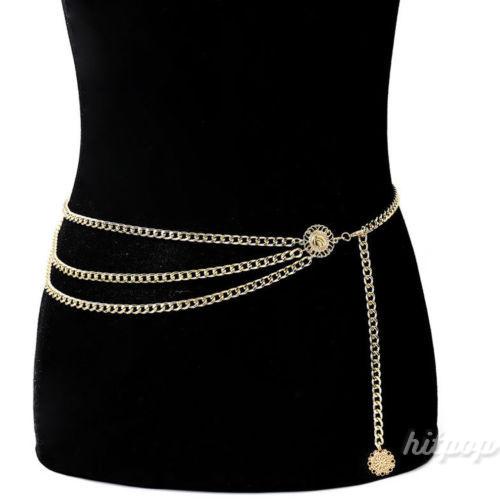 Thắt lưng kim loại nhiều lớp phối tua rua phong cách cổ điển cho nữ