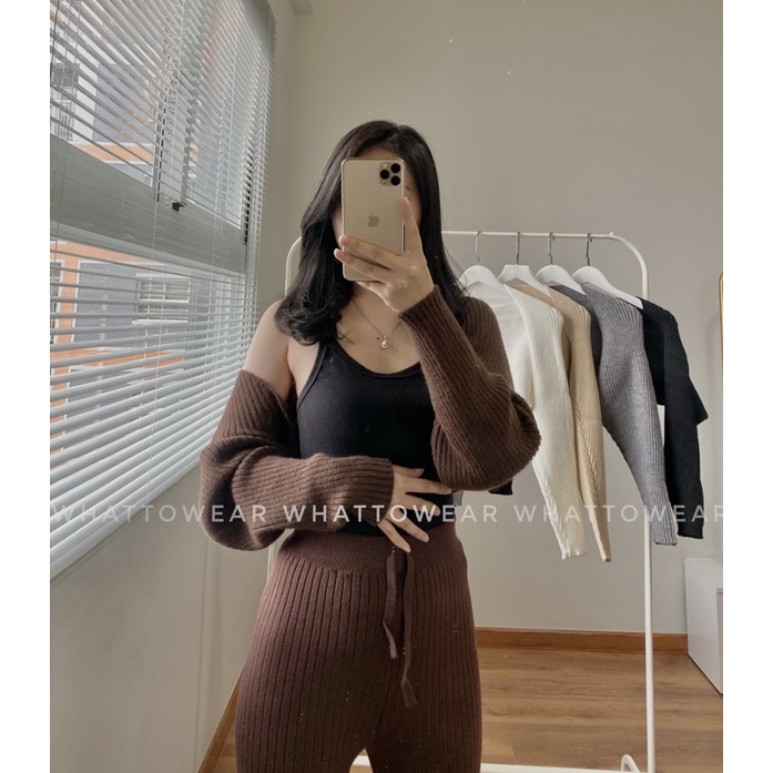 Áo cardigan croptop len lửng tay dài nhiều màu | BigBuy360 - bigbuy360.vn